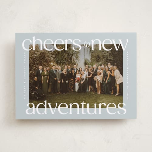 This is a ice new year photo cards with standard by Owl and Toad called cheers to new printing on recycled smooth signature in standard