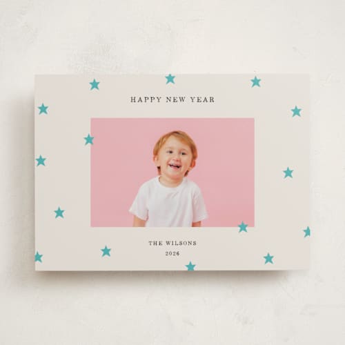 This is a frost new year photo cards with standard by Kercia Jane called tiny star confetti printing on recycled smooth signature in standard