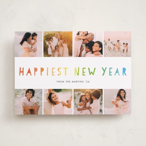 This is a snow new year photo cards with standard by Ani Somi called rainbow writing printing on recycled smooth signature in standard