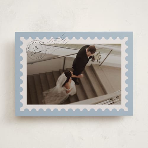 This is a ice cream new year photo cards with standard by Claudia Orengo called par avion printing on recycled smooth signature in standard