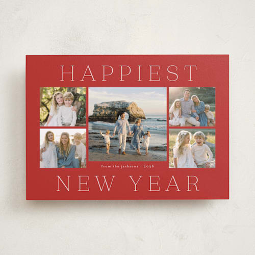 This is a santa suit new year photo cards with standard by Deynaaz Daraei called palinuro printing on recycled smooth signature in standard