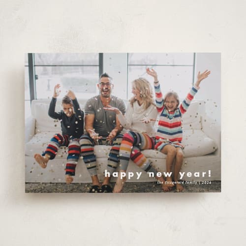 This is a snowball new year photo cards with standard by Jessica Williams called statement year printing on recycled smooth signature in standard