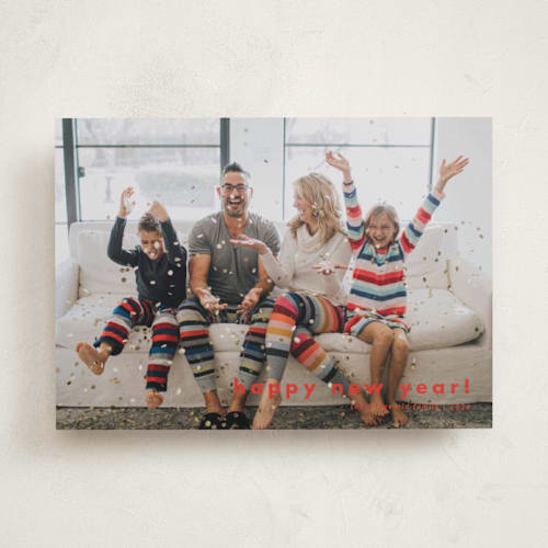 This is a cinnamon drop new year photo cards with standard by Jessica Williams called statement year printing on recycled smooth signature in standard