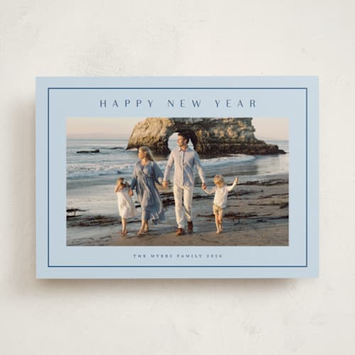 This is a ocean new year photo cards with standard by Stacey Meacham called preppy seaside printing on recycled smooth signature in standard