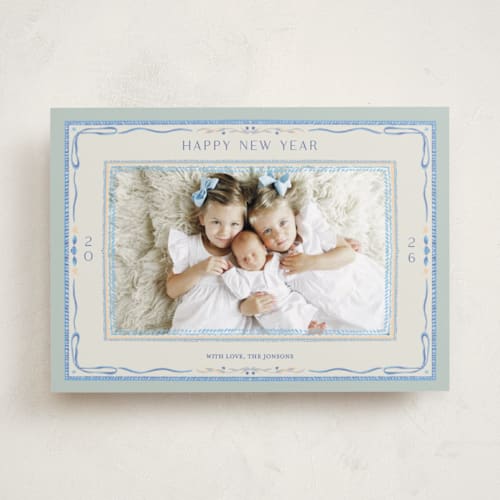 This is a wintermint new year photo cards with standard by Lucrecia Caporale called delicate botanical frame printing on recycled smooth signature in standard