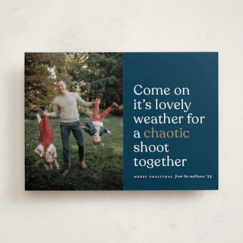 This is a navy new year photo cards with standard by Erica Krystek called resolution printing on recycled smooth signature in standard