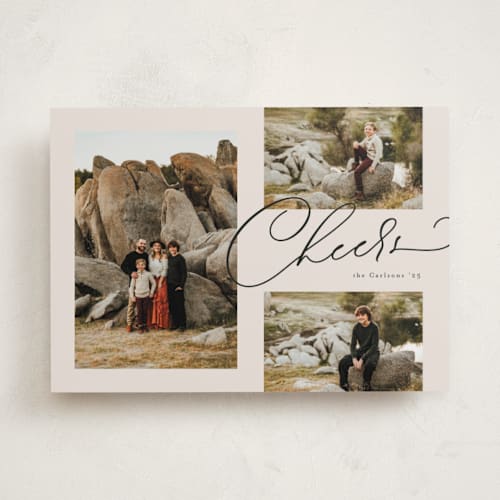 This is a coal new year photo cards with standard by Michelle Taylor called the trio printing on recycled smooth signature in standard