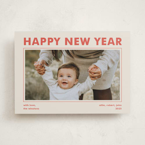 This is a stocking new year photo cards with standard by Megan Davis called poster printing on recycled smooth signature in standard