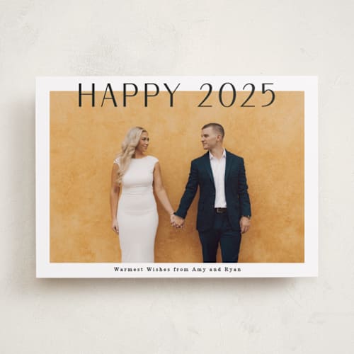 This is a snow new year photo cards with standard by Ani Somi called big top printing on recycled smooth signature in standard