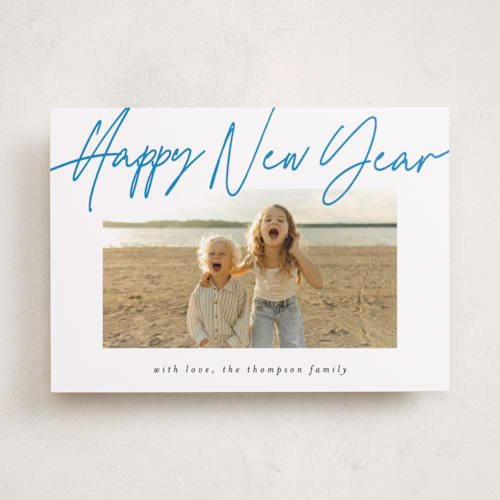 This is a sky new year photo cards with standard by AK Graphics called cheerfilled printing on recycled smooth signature in standard