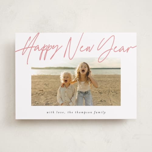 This is a winter rose new year photo cards with standard by AK Graphics called cheerfilled printing on recycled smooth signature in standard