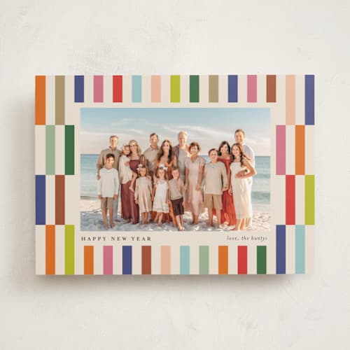 This is a creme new year photo cards with standard by chocomocacino called pabassinas printing on recycled smooth signature in standard