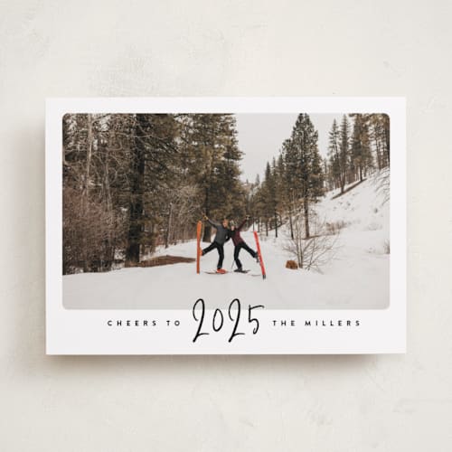 This is a cotton new year photo cards with standard by Shannon Chen of Four Wet Feet Studio called retro photo frame printing on recycled smooth signature in standard