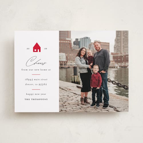 This is a santa hat new year photo cards with standard by Ashlee Townsend called new year house printing on recycled smooth signature in standard