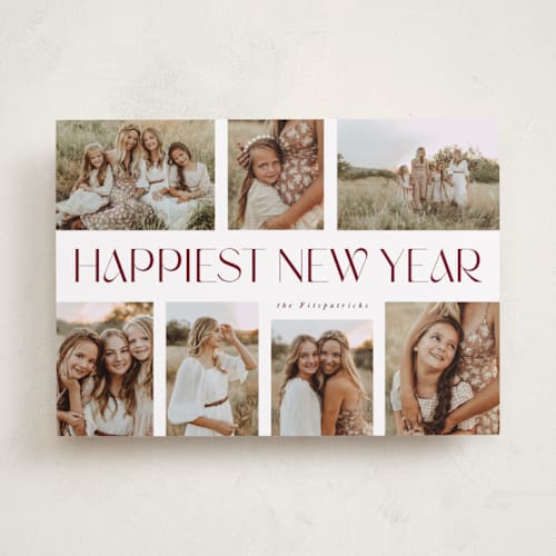 This is a merlot new year photo cards with standard by Corinne Malesic called selena printing on recycled smooth signature in standard