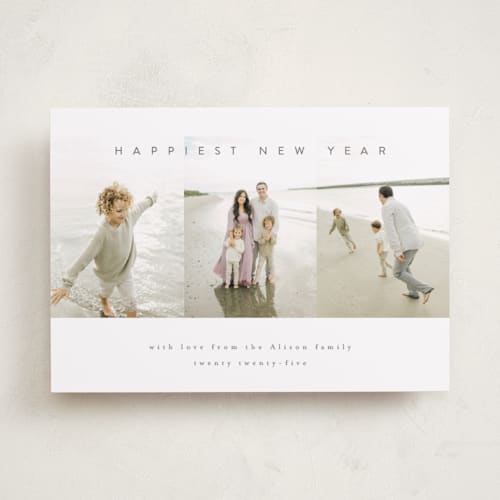This is a winter new year photo cards with standard by Deynaaz Daraei called yew printing on recycled smooth signature in standard