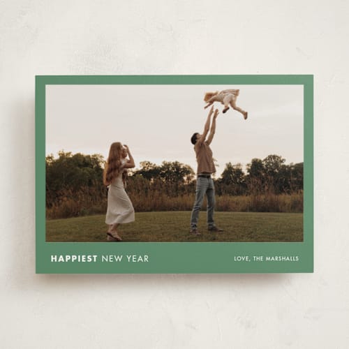 This is a wintergreen new year photo cards with standard by Ani Somi called the good life printing on recycled smooth signature in standard