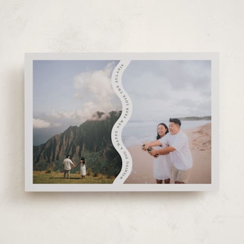 This is a mist new year photo cards with standard by Lori Wemple called curvy duo printing on recycled smooth signature in standard
