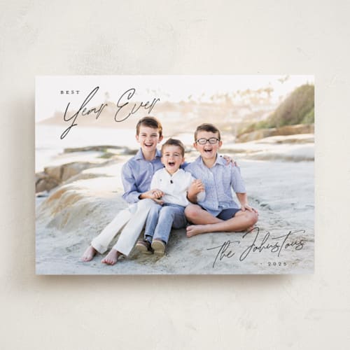 This is a coal new year photo cards with standard by Design Lotus called christmas time is here printing on recycled smooth signature in standard