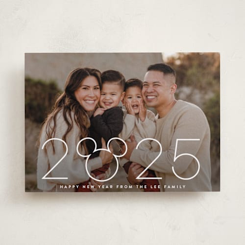 This is a marshmallow new year photo cards with standard by Lori Wemple called disney mickey year printing on recycled smooth signature in standard