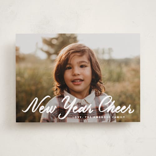 This is a snow new year photo cards with standard by Up Up Creative called retro christmas printing on recycled smooth signature in standard