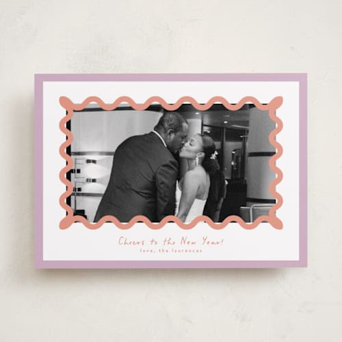This is a sugar plum new year photo cards with standard by Blustery August called party squiggle printing on recycled smooth signature in standard