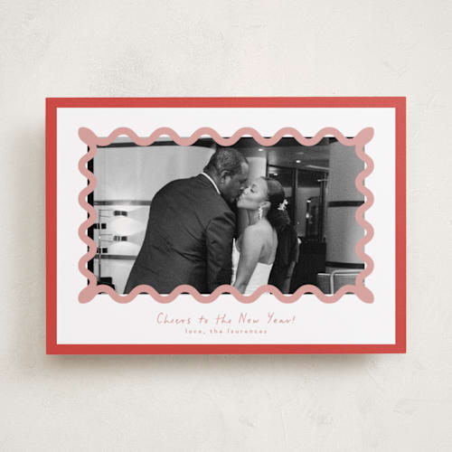 This is a candy cane new year photo cards with standard by Blustery August called party squiggle printing on recycled smooth signature in standard