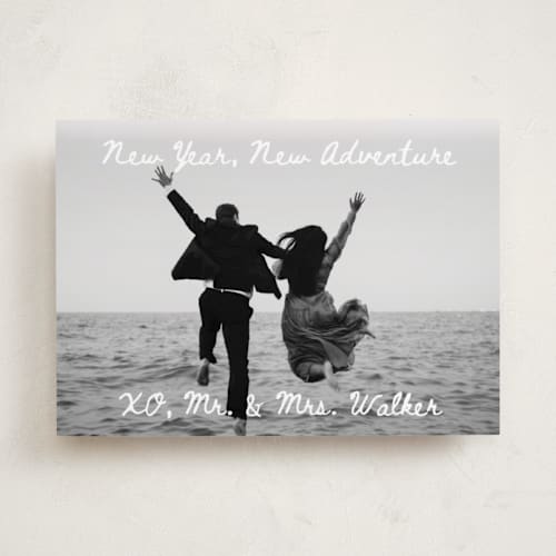 This is a winter new year photo cards with standard by Alethea and Ruth called new adventure xo's printing on recycled smooth signature in standard