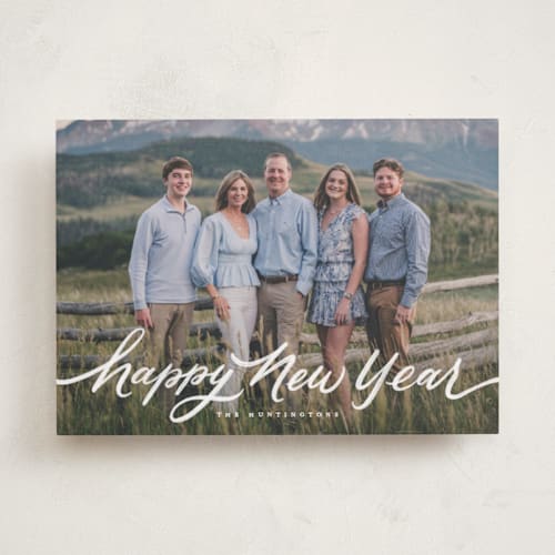 This is a blizzard new year photo cards with standard by Wildfield Paper Co called fresh fallen snow printing on recycled smooth signature in standard