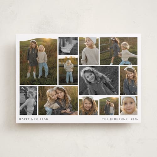 This is a snow new year photo cards with standard by Meggy Masters called photomontage printing on recycled smooth signature in standard