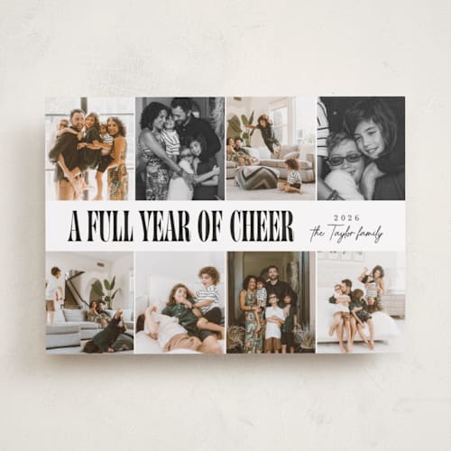 This is a midnight new year photo cards with standard by Alethea and Ruth called slideshow lineup printing on recycled smooth signature in standard