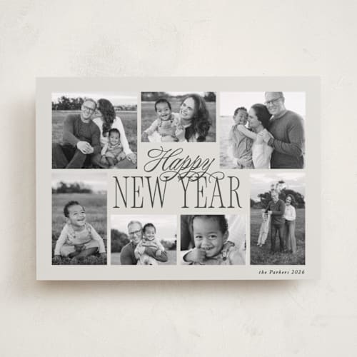This is a fog new year photo cards with standard by Brianne Larsen called surround printing on recycled smooth signature in standard