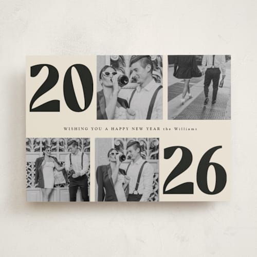 This is a midnight new year photo cards with standard by Baumbirdy called bold newyear printing on recycled smooth signature in standard