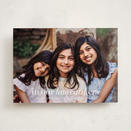 This is a cloud new year photo cards with standard by Sara Hicks Malone called late card era printing on recycled smooth signature in standard