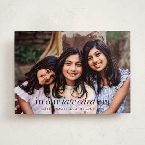 This is a grape new year photo cards with standard by Sara Hicks Malone called late card era printing on recycled smooth signature in standard