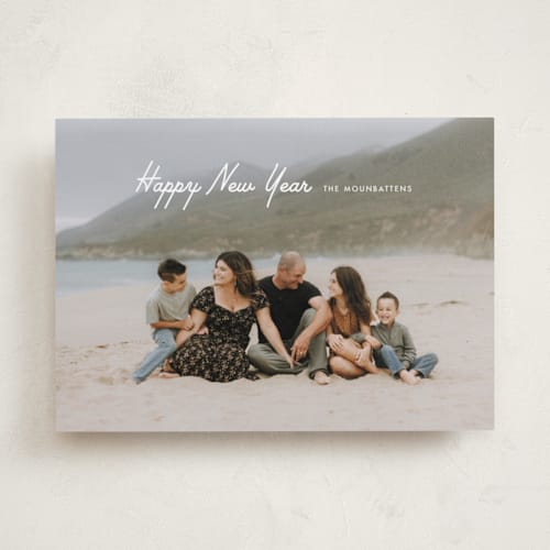 This is a snow new year photo cards with standard by chocomocacino called portokalopita printing on recycled smooth signature in standard