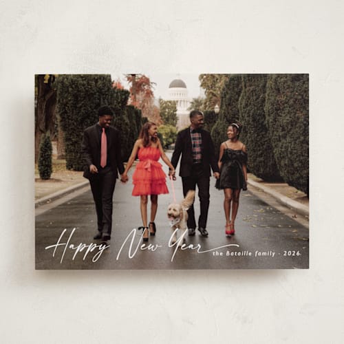 This is a ivory holiday photo cards with standard by Chris Griffith called holiday glee printing on recycled smooth signature in standard