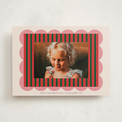 This is a holly holiday photo cards with standard by Morgan Kendall called layered frame printing on recycled smooth signature in standard