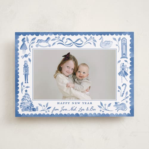 This is a spring lake holiday photo cards with standard by Sarah Knight called the nutcracker printing on recycled smooth signature in standard