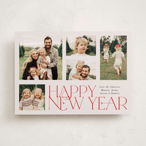 This is a vanilla holiday photo cards with standard by Ellis called it's a wrap printing on recycled smooth signature in standard