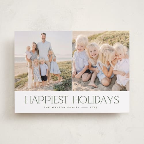 This is a pine holiday photo cards with standard by JoAnn Jinks called serif printing on recycled smooth signature in standard
