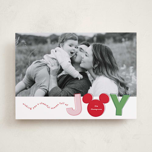 This is a gumdrop holiday photo cards with standard by Ashlee Townsend called joyful mickey printing on recycled smooth signature in standard