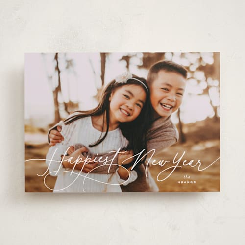 This is a snow holiday photo cards with standard by Kristie Kern called winter script printing on recycled smooth signature in standard
