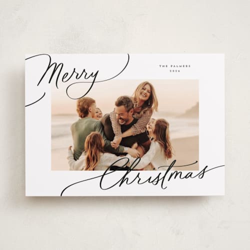 This is a snow holiday photo cards with standard by Everett Paper Goods called evoke printing on recycled smooth signature in standard