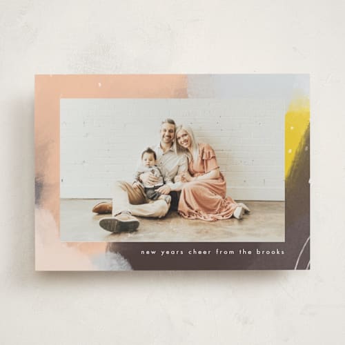 This is a earth holiday photo cards with standard by Lindsay Megahed called painterly palette printing on recycled smooth signature in standard
