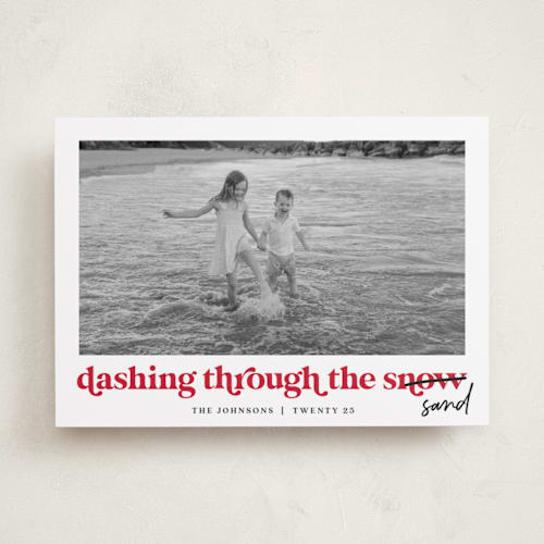 This is a candy cane holiday photo cards with standard by Louise Kay called dashing holiday printing on recycled smooth signature in standard