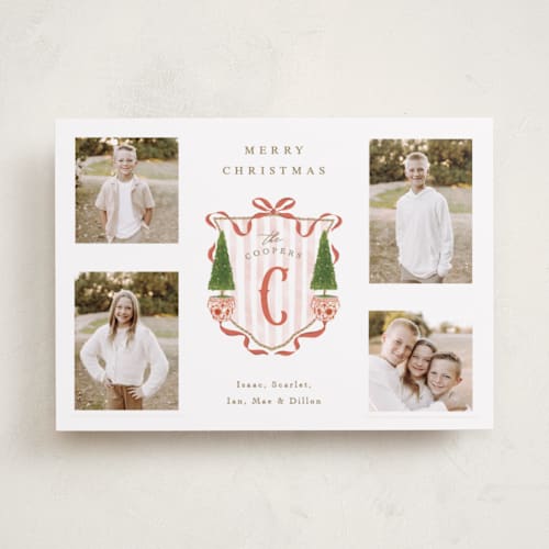 This is a currant holiday photo cards with standard by Susan Zinader called family crest printing on recycled smooth signature in standard
