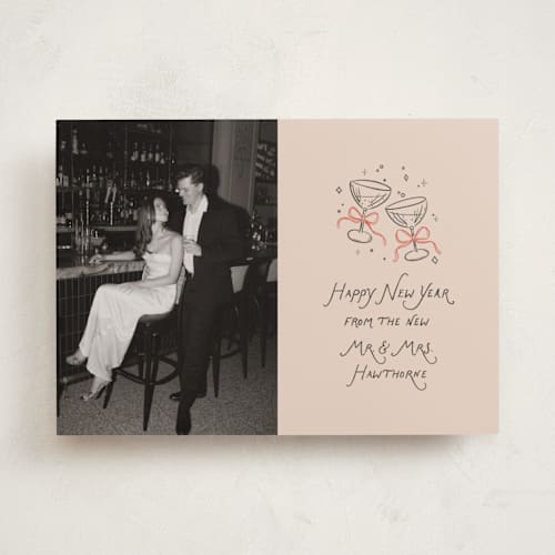 This is a candied grapefruit holiday photo cards with standard by Randi Cirelli called newlywed toast printing on recycled smooth signature in standard