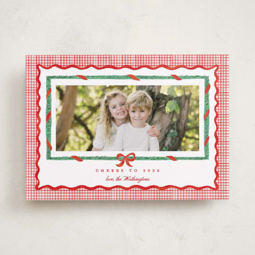 This is a stocking holiday photo cards with standard by Creo Study called christmas maximalism printing on recycled smooth signature in standard