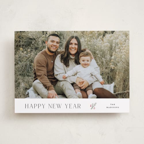 This is a wreath holiday photo cards with standard by Pixel and Hank called bough printing on recycled smooth signature in standard